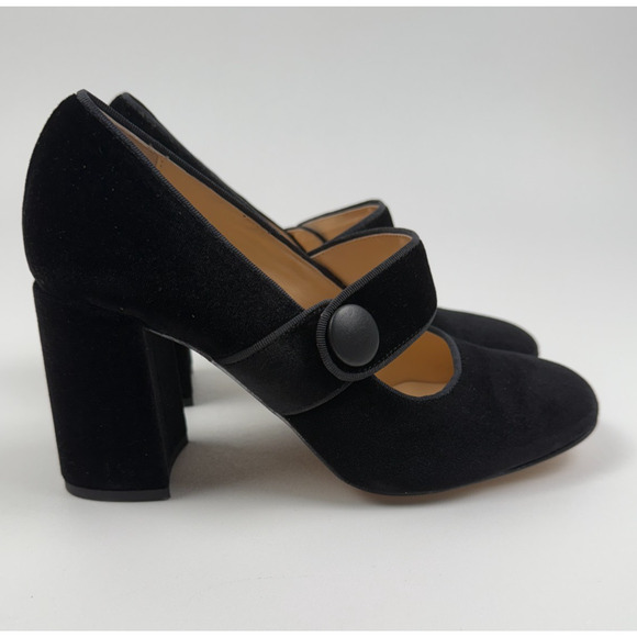 Tuckernuck Black Velvet Ellie Mary Jane Block Heels Size 9 - Picture 2 of 10